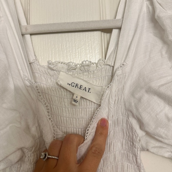 The Great The Savanna Shirred Tiered Cotton-voile Midi Dress - White size 0/XS - Picture 9 of 10